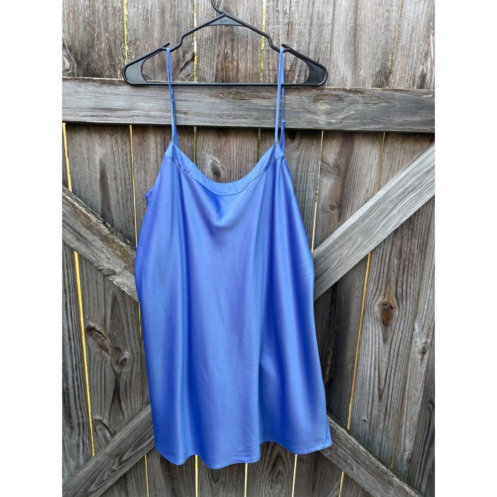 Cabernet Sleepwear Blue Satin Chemise Nightgown XL Adjustable Straps RN 58909